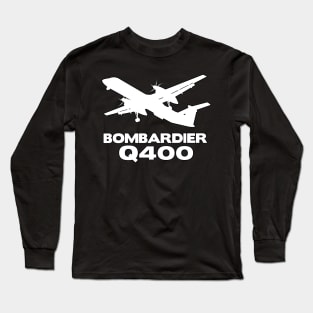 Bombardier Q400 Silhouette Print (White) Long Sleeve T-Shirt
